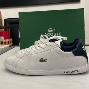 LACOSTE GRADUATE LCR SPM LEATHER WHITE DARK BLUE SNEAKERS MENS SIZE 11